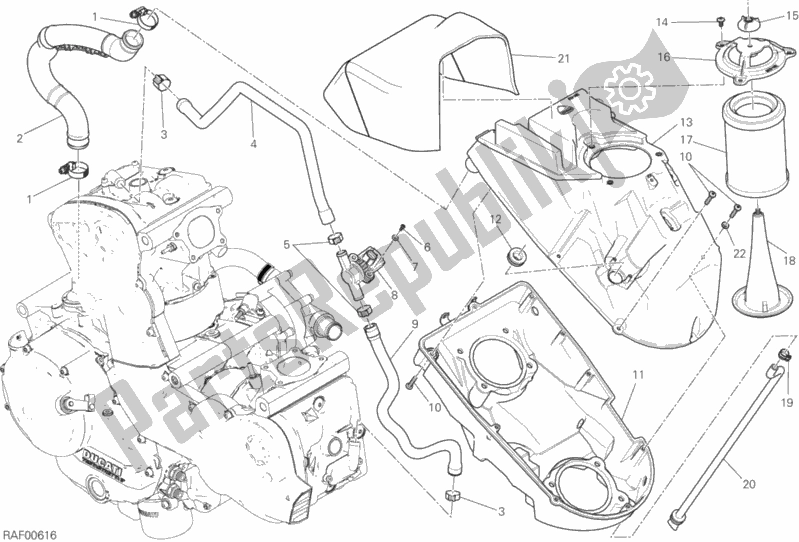 Toutes les pièces pour le Entrée D'air - Reniflard D'huile du Ducati Monster 821 Stealth USA 2019